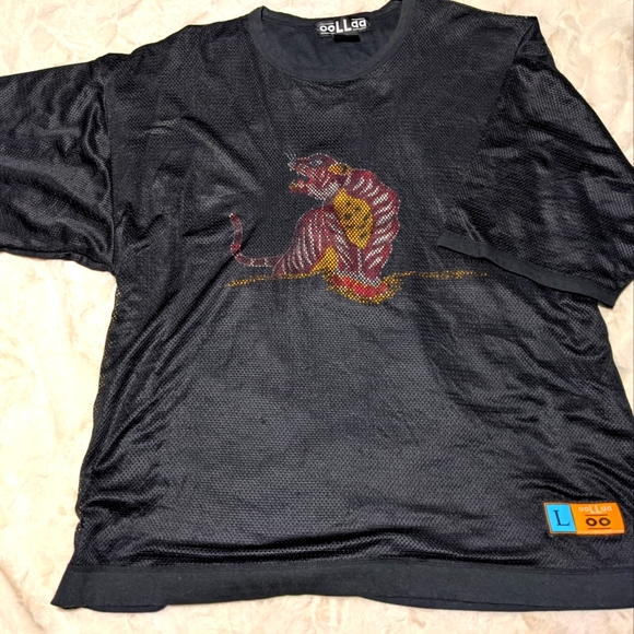 Unique men's jersey style ooLLaa large shirt with a tiger. Great condition - Picture 1 of 4